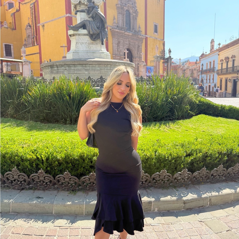 Fashion Nova Black dress Ruffle Hem